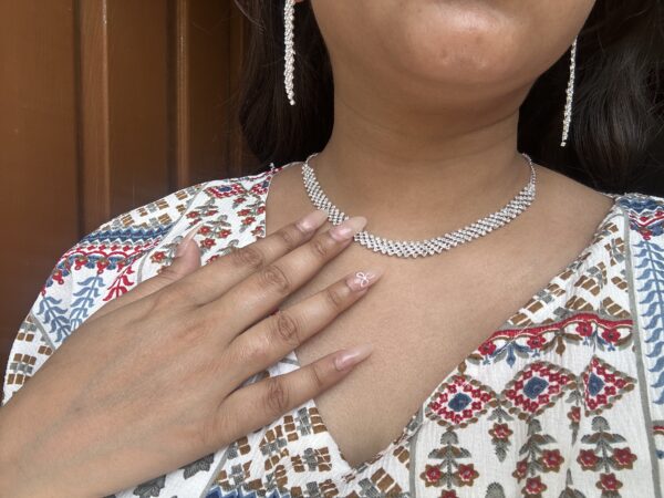 Necklace – Elegant Silver Crystal Choker Necklace Set - Image 2