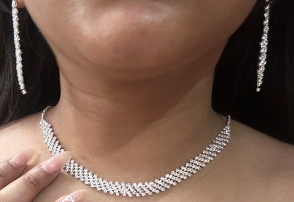 Necklace – Elegant Silver Crystal Choker Necklace Set