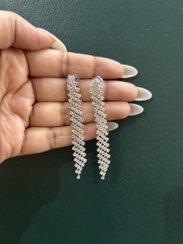 Necklace – Elegant Silver Crystal Choker Necklace Set - Image 4
